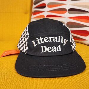 Cakeworthy Literally Dead 5 Panel Halloween Black & White Checker Baseball Cap